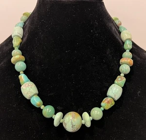 Old Natural Turquoise Necklace Stunning Statement Piece 20” 94.7g - Picture 1 of 8