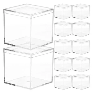 12 Pcs Rectangular Transparent Box Clear Plastic Cube Candy Boxes Wrapping - Picture 1 of 12