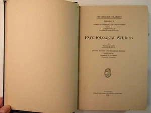 PSYCHOLOGICAL STUDIES (Volume ll) By Theodor Lipps 1926 Hardcover - Picture 1 of 11