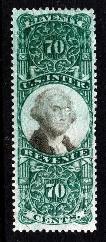 R143 VF CENTER  70 CENT 3RD ISSUE REVENUE, LIGHT CUT CANCEL  NO THINS OR TEARS - Image 1 of 1