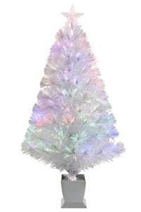 3ft White Fiber Optic Christmas Tree,Pre-Lit Artificial Mini Christmas Tree, ... - Picture 1 of 6