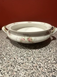 Antiguo cuenco para servir Theodore Haviland Limoges rosa pintado a mano - Imagen 1 de 10
