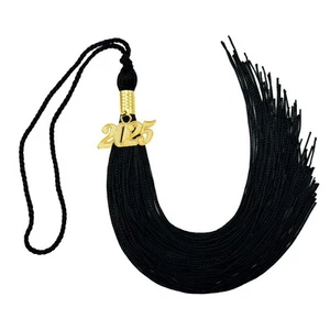 2025 Graduation Tassel Black Tassel for Graduation Cap with 2025 Year Gold Charm - Picture 1 of 6