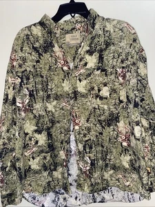 Field Tested Shirt Mens L Green Long Sleeve Deer Trees Hunting Camo Outdoor - Picture 1 of 4