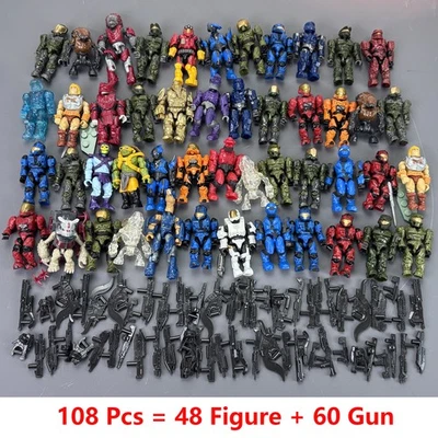 LOT 108Pcs (48 Figure +60 Gun) HALO Mega Bloks CONSTRUX Unsc Elite SPARTAN Toy V - Image 1 of 4