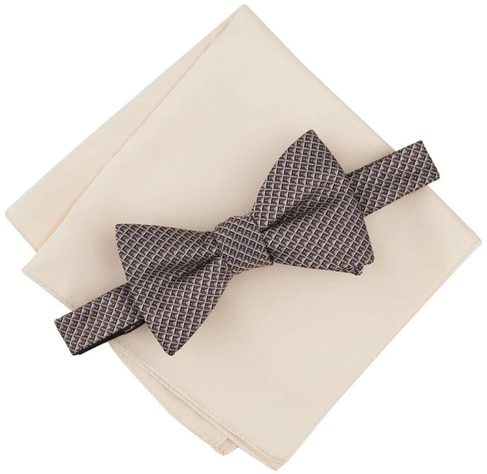 Nuevo Alfani Galway Mini Chevron Pajarita Pre Atada y Blanco Sólido Bolsillo Cuadrado Set Foto 1 de 1