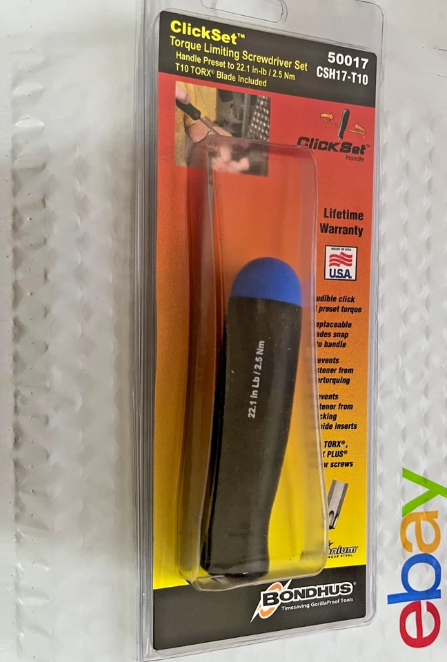 Bondhus T10 ClickSet 22.1in-lb Torque Limiting TORX Screwdriver 50010 (csh17-t1) - Image 1 of 1