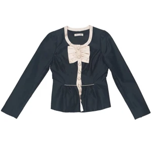 NEW Alannah Hill Black Silk Dressy Jacket Size 8 Stylish Bows Details RRP $349 - Picture 1 of 19