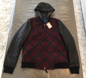 NWT Paul Smith Jeans PSJ Wool Leather Hooded Bomber Jacket Mens Medium $1295 - Picture 1 of 12