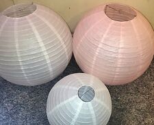 15 Jumbo Paper Lanterns  5 -24" White 5- 24" Pink 5- 16" White W/ Wire Supports