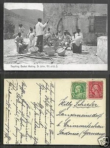 Saint St. John Lehrherstellung Baskets Lightbourn USA v.i.  2 Briefmarken ca 1916 - Bild 1 von 3