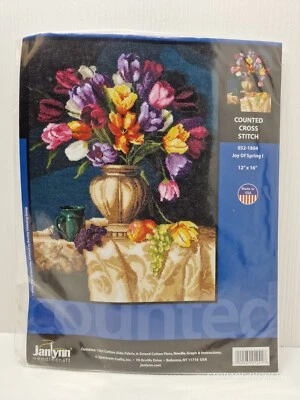 Nuevo kit de punto de cruz contado Janlynn vintage "Alegría de la primavera" talla 12” X 16” Foto 1 de 4