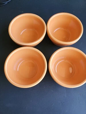 HTF NWOB Lot Of 4 Homer Laughlin Soup Bouillon Bowls Tangerine 7-1/4 oz 101325