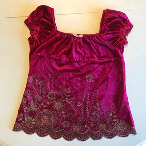 Rare Amy Byer Blouse Red Velour 60's Style For Young Girl 8-10 - Picture 1 of 12