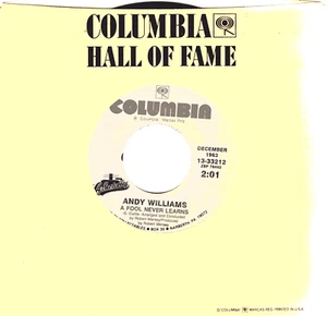 Andy Williams:   A Fool Never Learns / Speak Softly Love .. 45 RPM -4809 - Picture 1 of 3