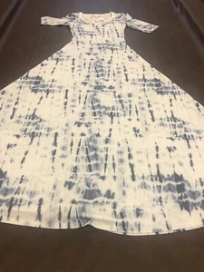 LuLaRoe Ana Major Unicorn 🦄 White Blue Tie Dye Long Maxi Dress Vintage 2XS 0/00 - Picture 1 of 7