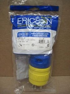 Ericson 2512-P Yellow Locking Plug L6-30P 2P 3W 30A 250V Single Phase - Picture 1 of 6