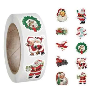500pcs Vintage Christmas Stickers Roll - Merry Christmas Stickers Labels Roll Re - Picture 1 of 2