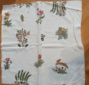 3 PIECES LEE JOFA DERBY EMBROIDERY CREWEL FABRIC REMNANTS FLORAL NATURE PATTERN - Picture 1 of 18