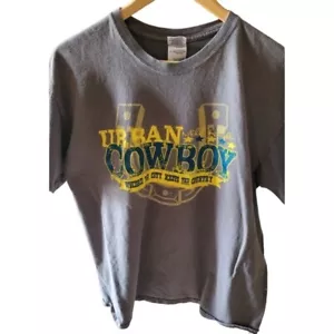 Urban Cowboy Mikel Knight Gildan Short Sleeve Tee Shirt Gray and Yellow Vintage - Picture 1 of 4