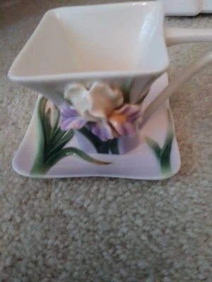 Reduced..Franz Porcelain Iris Flower- Cup, Saucer Set - FZ00819 - Image 1 of 4
