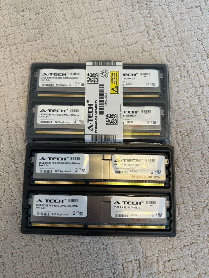 64GB Hynix 4X16GB 4RX4 PC3-8500 DDR3-1066mhz ECC Registered Server Memory - Image 1 of 1