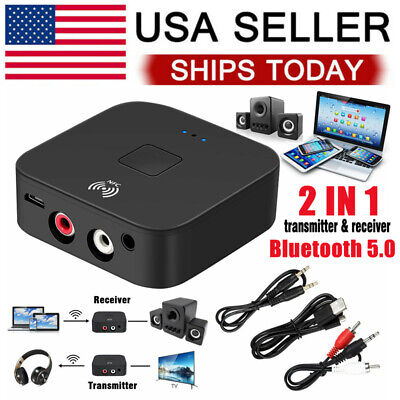 Bluetooth 5.0 Receiver Wireless 3.5mm Jack AUX NFC To 2 RCA Audio Stereo Adapter • 14.99$