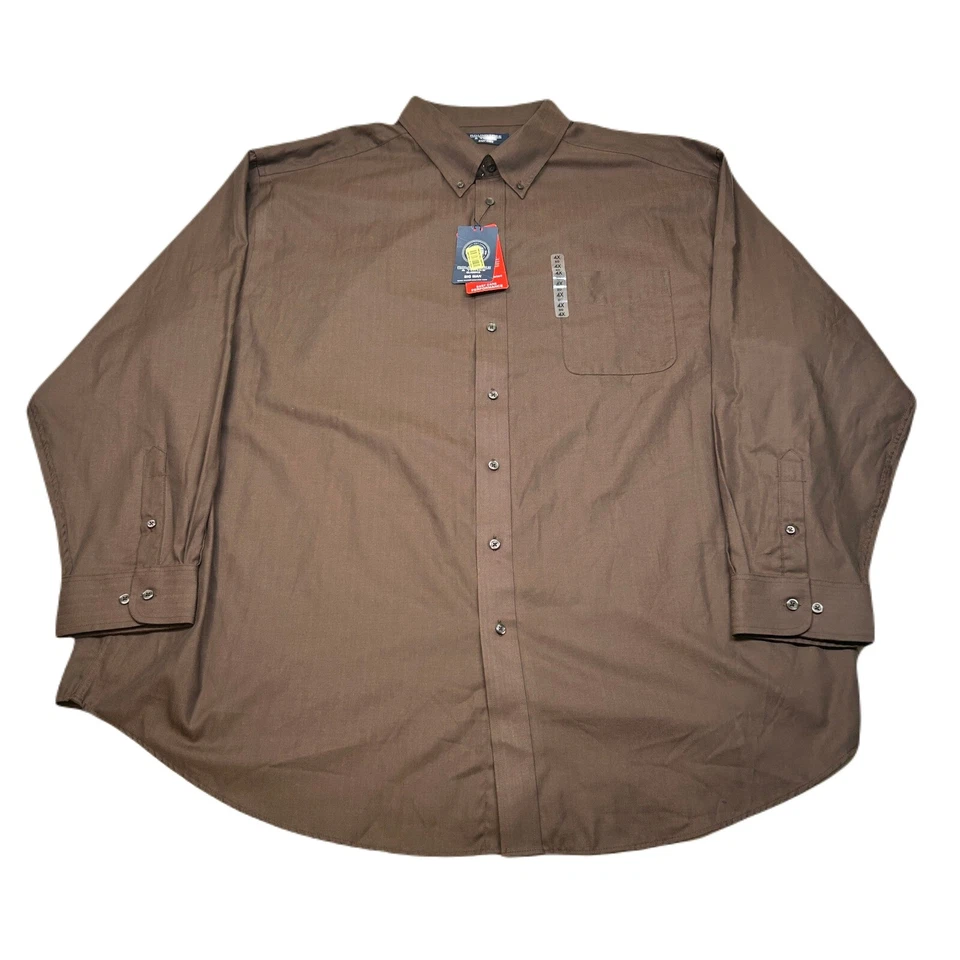 Roundtree & Yorke Easy Care Shirt Mens 4XL Brown Wrinkle Resistant Button Up NEW - Image 1 of 4