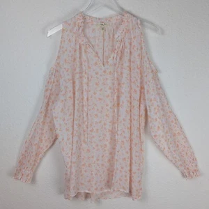 Como Blu Cold Shoulder  Blouse 2X Orange Long Sleeve Crinkle Fabric Ligjhtweight - Picture 1 of 12