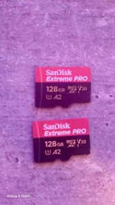 2 x 128 GB SanDisk SD Extreme Pro UHS-I microSDXC = 256 GB, 200 MB/s V30 U3 A2 - Bild 1 von 1