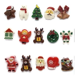 Christmas Icon Thumb Tacks - 15 Handmade Resin Holiday Theme Bulletin Board Pins - Picture 1 of 5