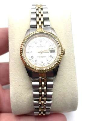 RELOJ PULSERA MUJER PEUGEOT BURBUJA FECHA TONO ORO/PLATEADO NECESITA BATERÍA Foto 1 de 4