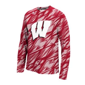 WISCONSIN BADGERS ADIDAS CLIMAlite SHOCK ENERGY TRAINING CREW Fleece Shirt Men's - Picture 1 of 1