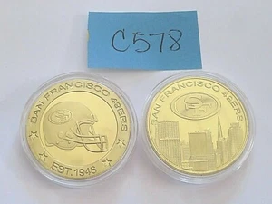 SAN FRANCISCO 49ERS GOLD TONE COLLECTOR COIN POKER TOPPER CHALLENGE COIN C578 - Picture 1 of 1