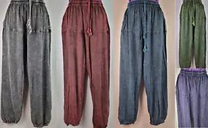HANDGEFERTIGTE Baumwollhose Sinker Hippie Boho Yoga Hose breites Festival Freizeit HT24 - Bild 1 von 20