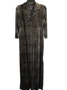 Vintage Carol Little Dress Women Size 10 Velvet Brown Snake Print Maxi Slits - Picture 1 of 19