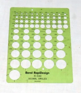 Berol RapiDesign R-540 Decimal Circles (Inches) - Picture 1 of 1
