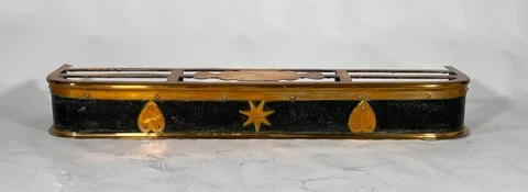 Antique Dutch Brass and Iron Fireplace Fender with Heart and Star Designs Cover