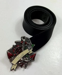 Cinturón Gucci Tom Ford Vintage Ancla y Rosa Hebilla Hombres Cuero Negro Talla 95/38 - Imagen 1 de 6