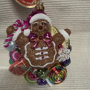 Radko Ornament Popping Out Surprise #1019848 Gingerbread Santa Candy Wreath NIB - Picture 1 of 5