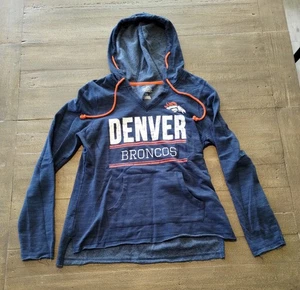 Sudadera con capucha mediana para mujer Majestic Denver Bronco azul marino suave envejecida - Imagen 1 de 13