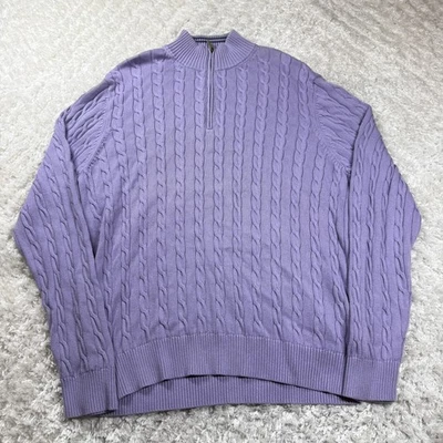 VTG Brooks Brothers 346 Sweater Men XL Purple Cable Knit Mock Preppy Casual 90's - Image 1 of 4