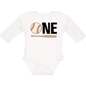 Inktastic 1st Birthday Baseball Boys First Long Sleeve Creeper Babys Bat Clothes - Picture 1 of 7