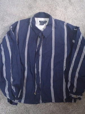 Chaqueta a Rayas Nautica Ligera Azul Marino Para Hombre Talla L Cremallera Manga Larga 40 Foto 1 de 4