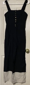 Maeve Black & Bone Overall Jumpsuit Viskose/Leinen Jumpsuit Gr. 2 Goldknöpfe - Bild 1 von 7