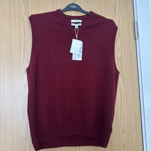M&S Men’s Pure Extra Fine 100% Lambswool Sleeveless Jumper size XL BNWT - Picture 1 of 7