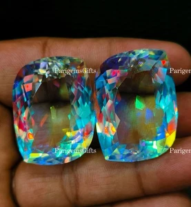 90 TO 95 CT 2 PC Synthetic lab-Created Mystic Opal Fancy Shape Loose Gemstone - Picture 1 of 5