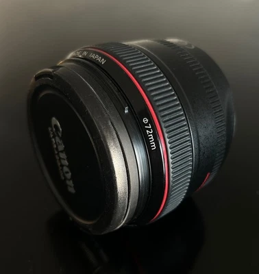 Lente Canon EF 50 mm f/1,2 L USM Prime - Funciona - Capucha + Tragaluz Hoya 72 mm - Tapas incluidas Foto 1 de 4