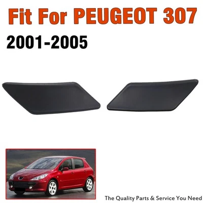 Par de tapas de cubierta de pulverización de boquilla de lavado de agua de faros para PEUGEOT 307 T53 2001-2005 Foto 1 de 4