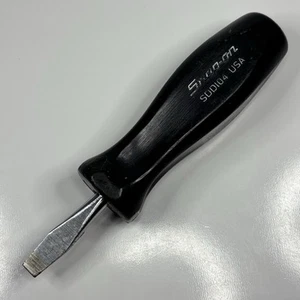 RARE Snap On SDD104 1/4” X 1-1/2” Flat Tip Black Hard Handle Stubby Screwdriver - Picture 1 of 12